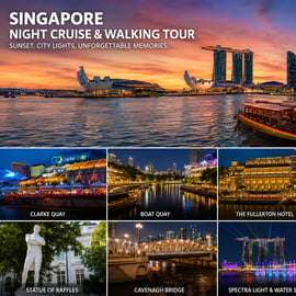 Croisière au coucher du soleil sur la ligne d'horizon de Singapour avec promenade nocturne guidée
