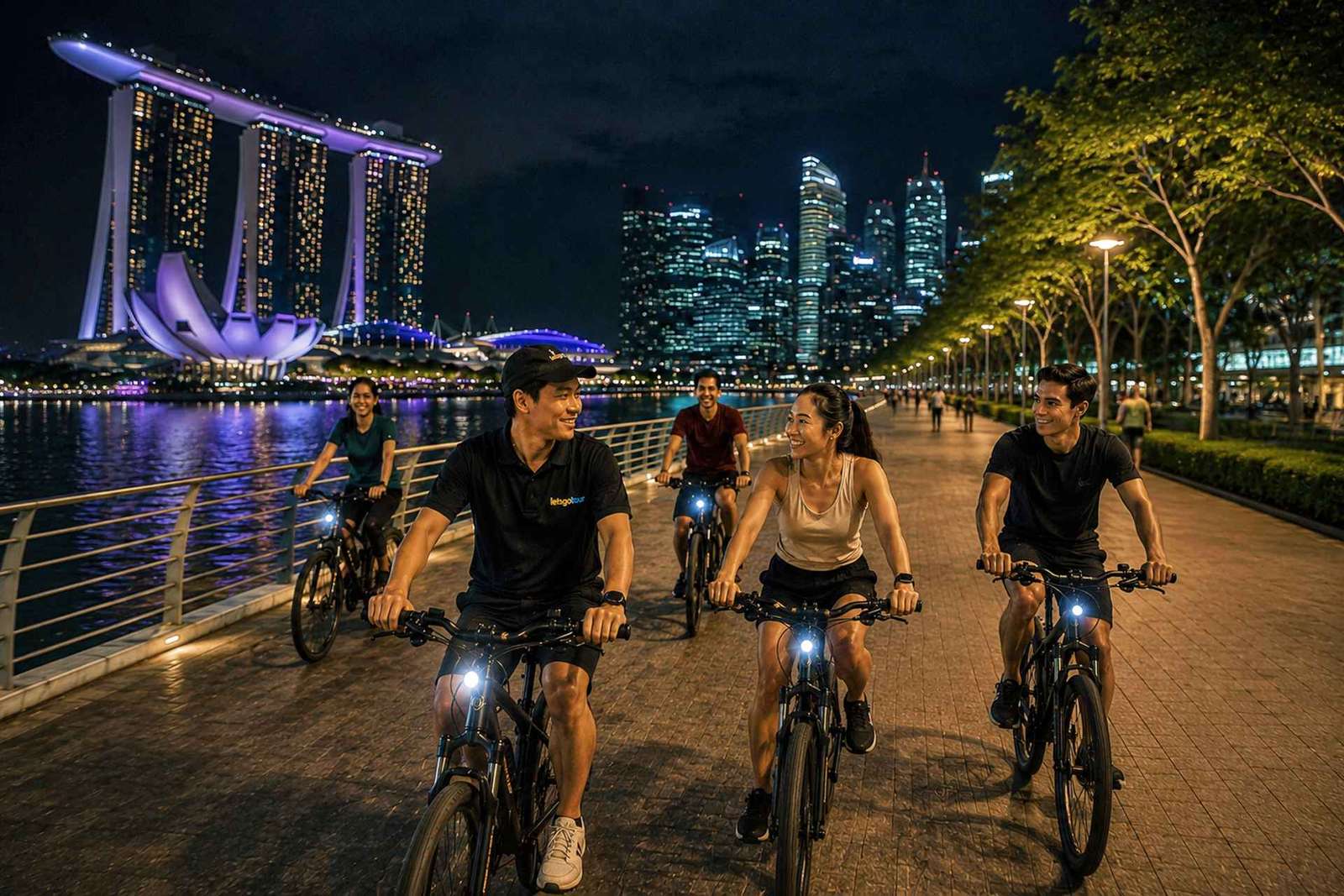 Singapour : Visite nocturne de la baie de Marina à vélo