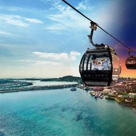 Singapour : Visite nocturne de Sentosa : téléphérique et feux d'artifice