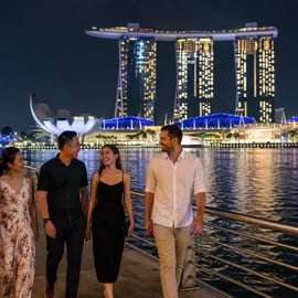 Singapour : visite guidée de nuit avec croisière fluviale et spectacle de lumières