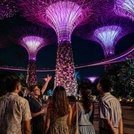 Visite de nuit des Jardins de la Baie avec les dômes et le spectacle Garden Rhapsody