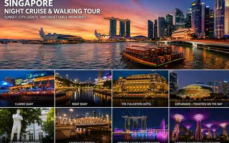 Croisière au coucher du soleil sur la ligne d'horizon de Singapour avec promenade nocturne guidée