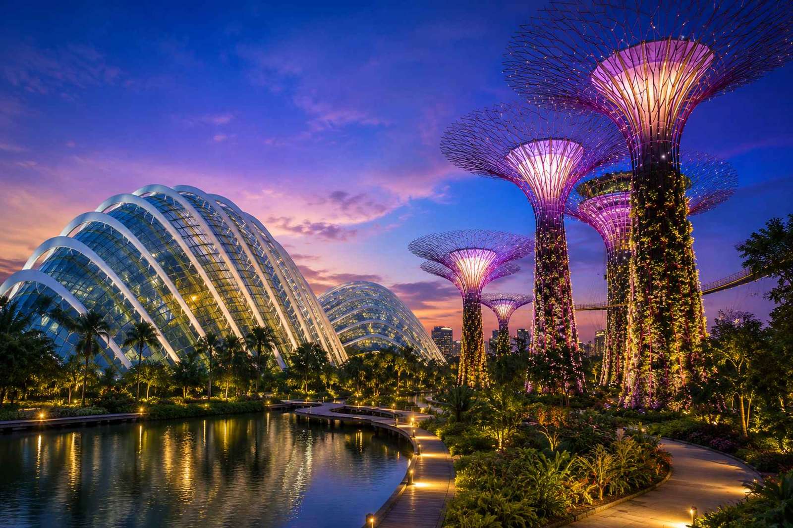 Jardins de la Baie, deux dômes, croisière fluviale et 2 spectacles de lumière